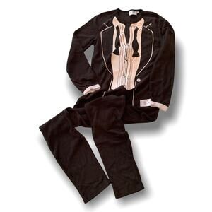 Small Bioworld Merchandising Men's 1970's After Party Black Tuxedo One Piece